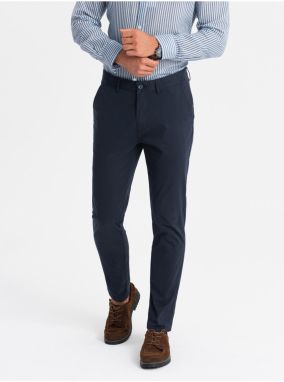 Pánske pevné nohavice chino REGULAR FIT tmavo modré Ombre Clothing