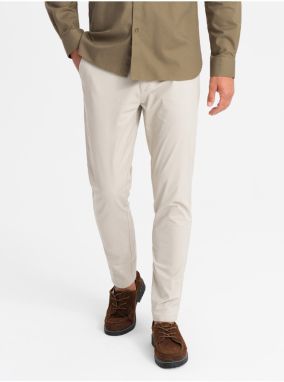 Pánske nohavice chino REGULAR FIT béžovej Ombre Clothing
