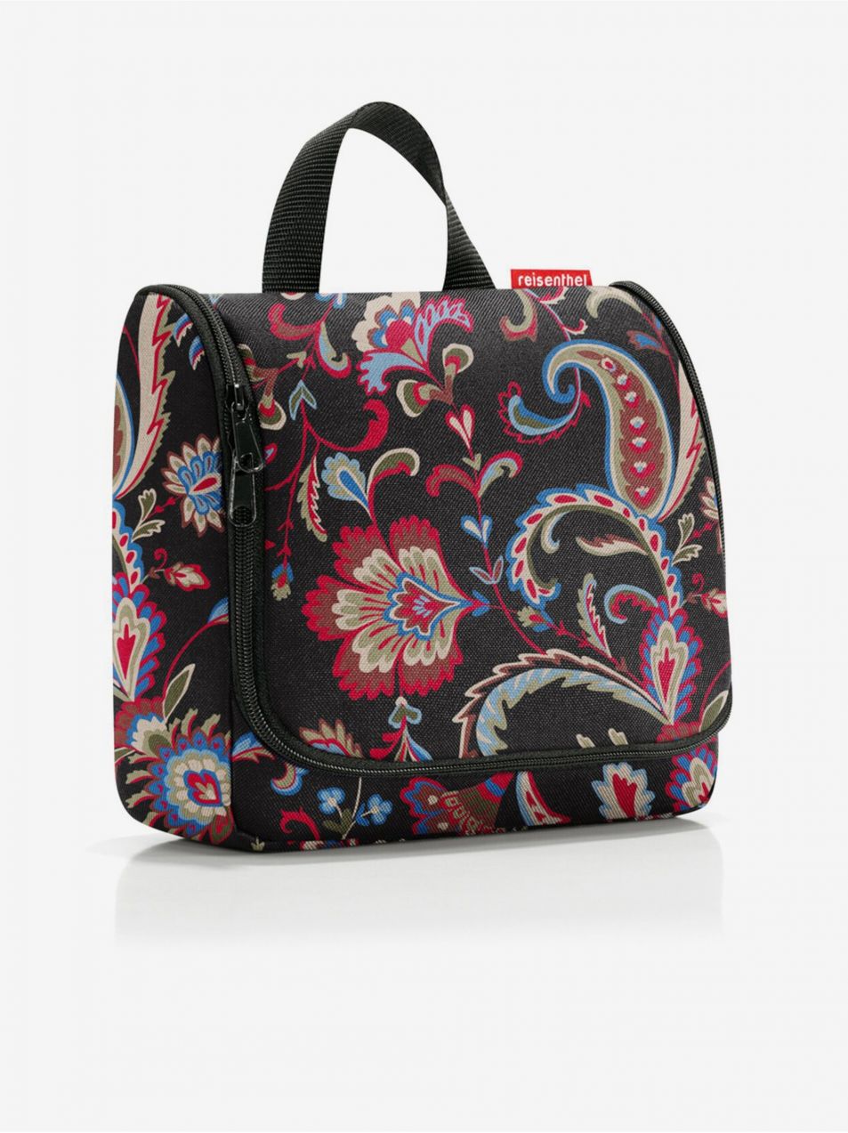 Bordovo-čierna dámska vzorovaná kozmetická taška Reisenthel Toiletbag Paisley