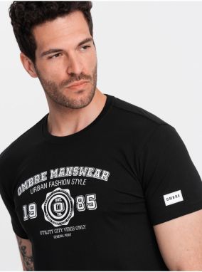 Čierne  pánske tričko s potlačou Ombre Clothing