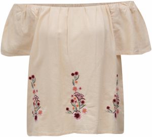 Marhuľová blúzka s kvetovanou výšivkou a odhalenými ramenami Dorothy Perkins
