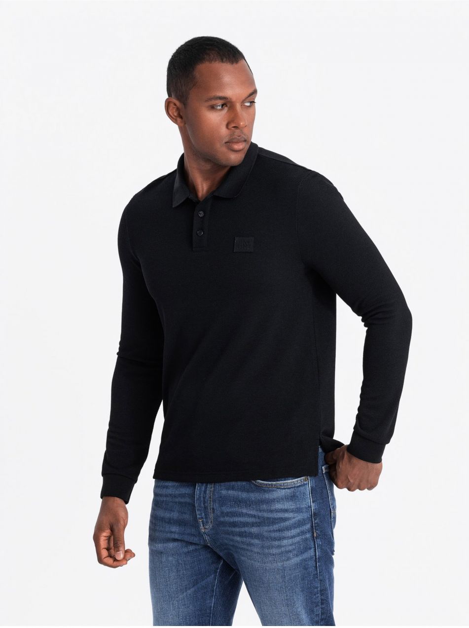 Pánske polo tričko s dlhým rukávom Ombre Clothing
