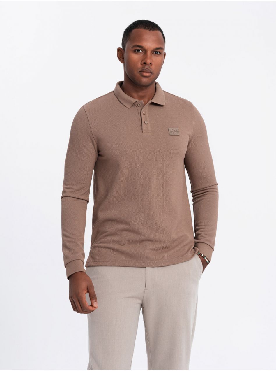 Pánske polo tričko s dlhým rukávom Ombre Clothing