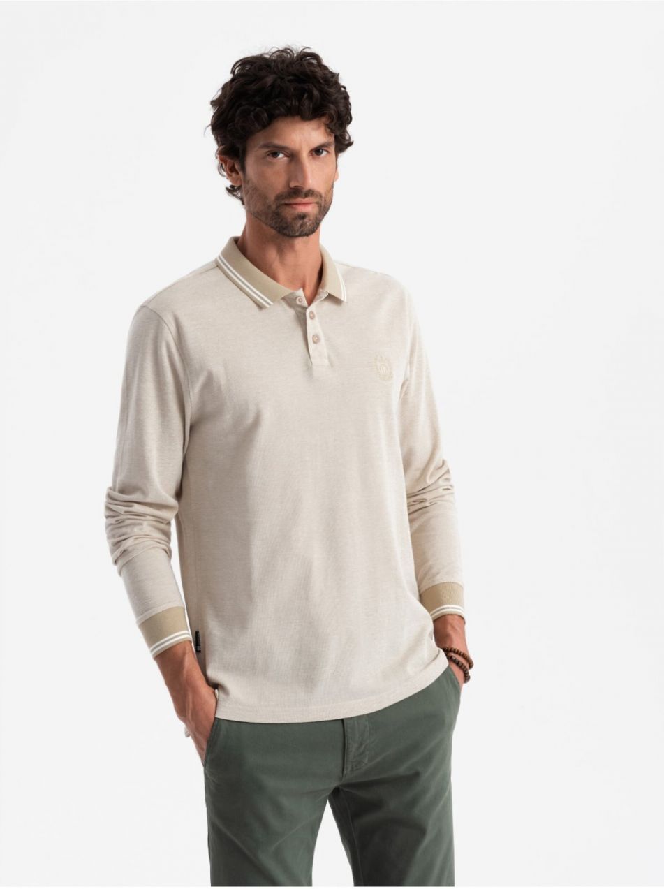 Pánske polo tričko s dlhým rukávom Ombre Clothing