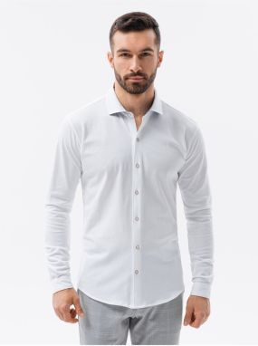Pánska pletená slim košeľa s dlhým rukávom Ombre Clothing