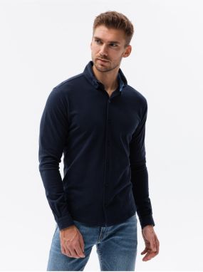 Pánska pletená slim košeľa s dlhým rukávom Ombre Clothing