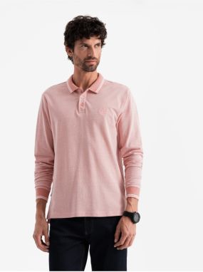 Pánske polo tričko s dlhým rukávom a výšivkou Ombre Clothing