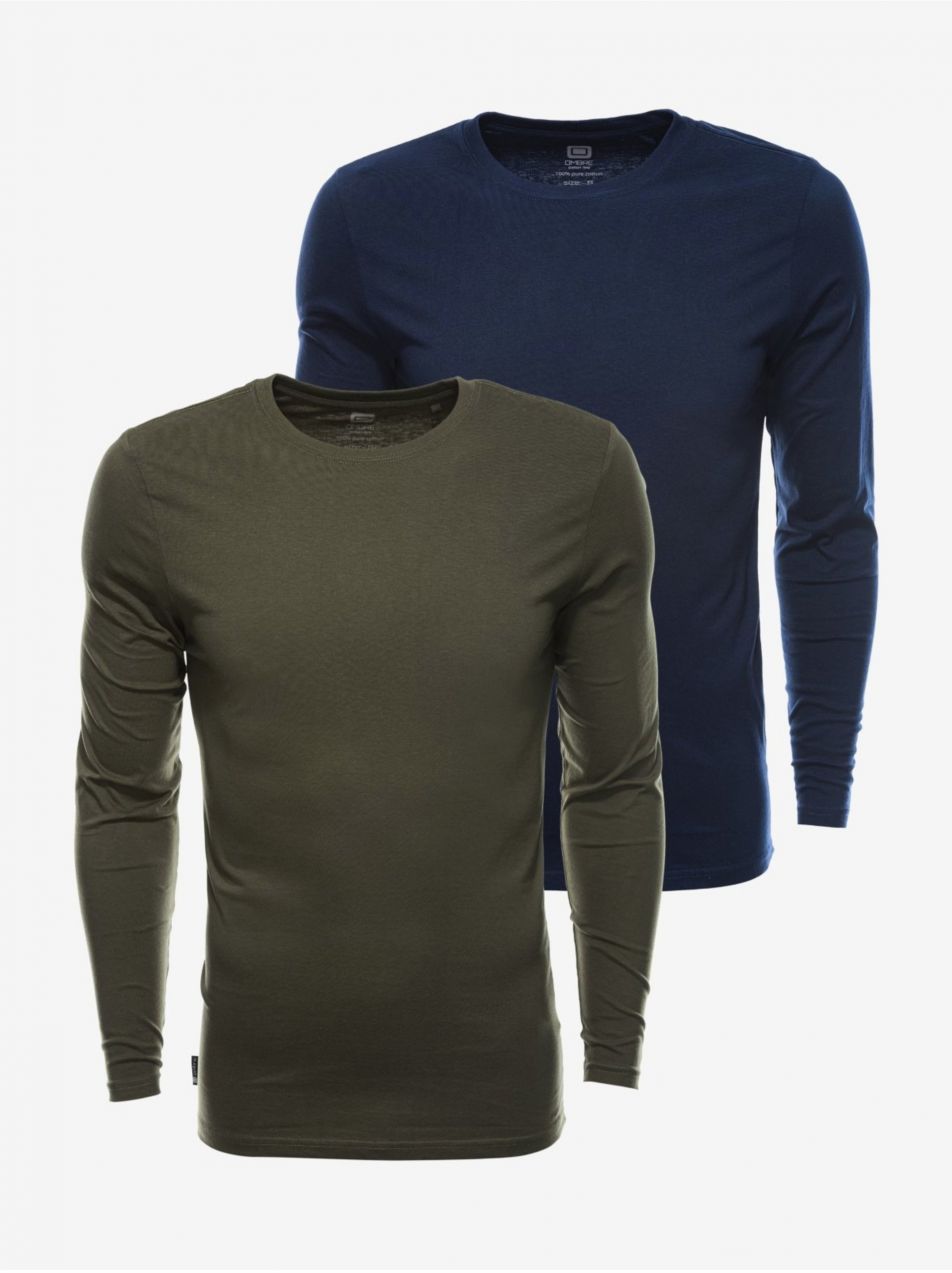 Basic tričká pre mužov Ombre Clothing - kaki, tmavomodrá