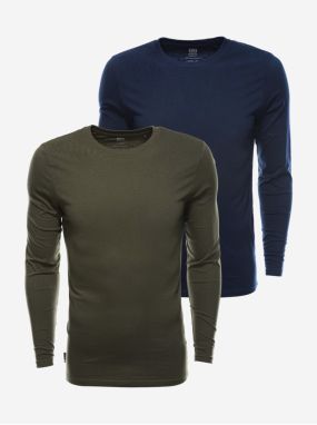 Basic tričká pre mužov Ombre Clothing - kaki, tmavomodrá
