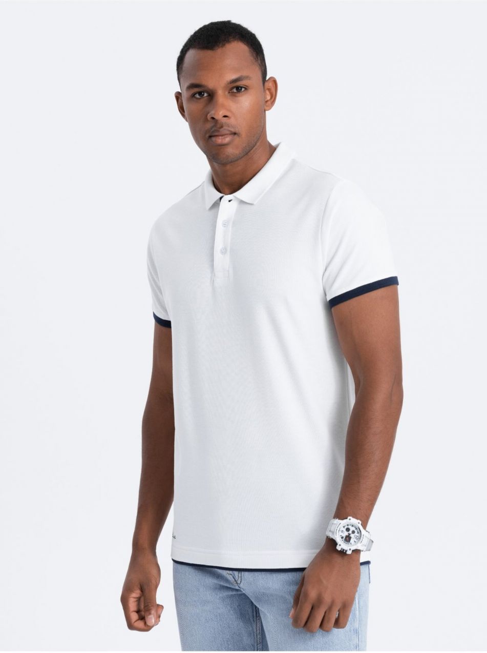 Biele pánske polo tričko Ombre Clothing