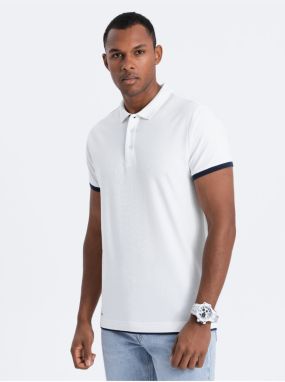Biele pánske polo tričko Ombre Clothing