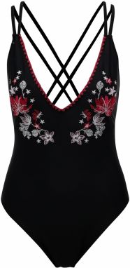 Čierne jednodielne plavky s kvetovanou výšivkou Dorothy Perkins