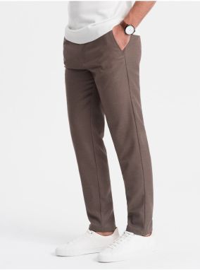 Hnedé pánske slim fit chino nohavice Ombre Clothing