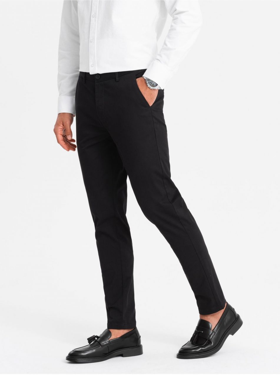 Pánske nohavice REGULAR FIT chinos čierne Ombre Clothing