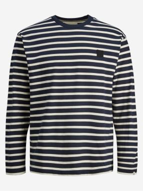 Tmavomodré pánske pruhované tričko Jack & Jones Badge