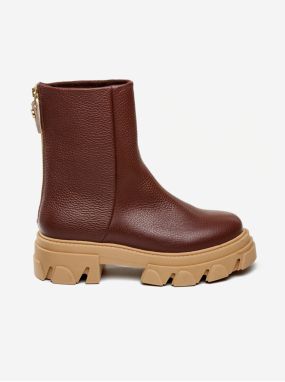Hnedé kožené členkové topánky Steve Madden Maryann