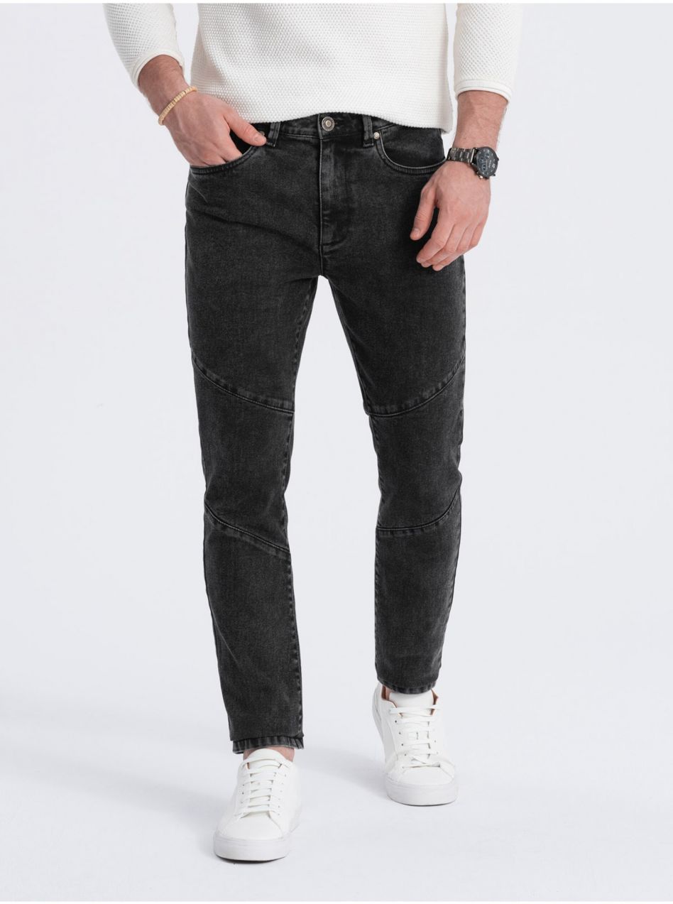 Čierne pánske slim fit rifle Ombre Clothing