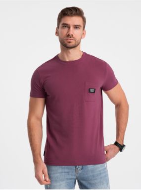 Tmavo ružové pánske tričko s vreckom Ombre Clothing