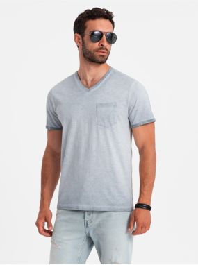 Šedé pánske melírované tričko Ombre Clothing