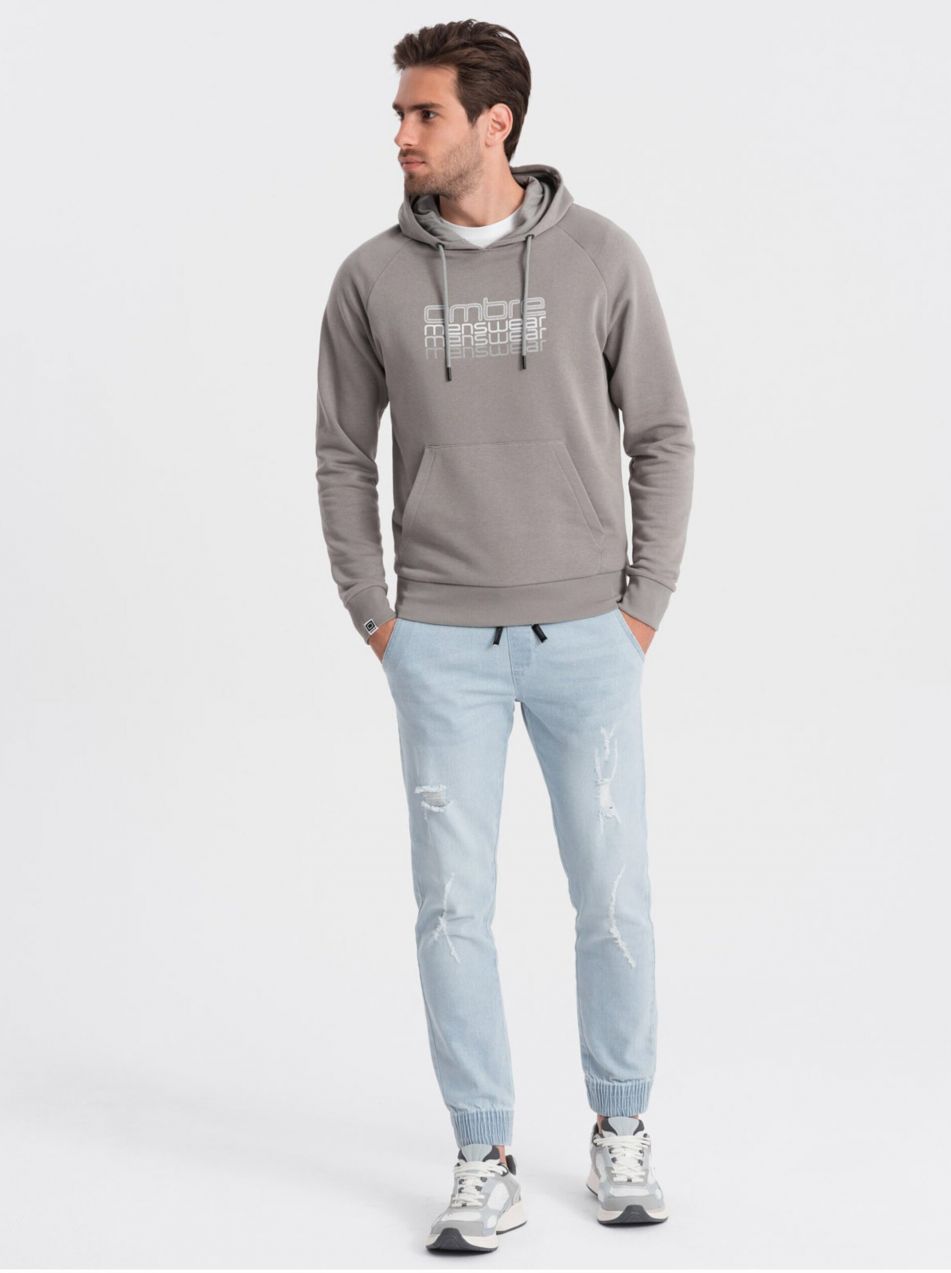 Svetlomodré pánske rifle s potrhaným efektom Ombre Clothing