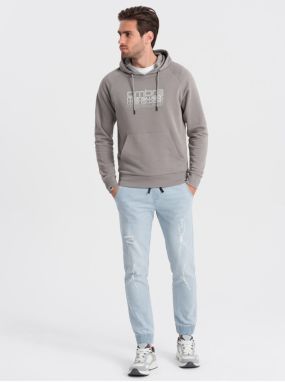 Svetlomodré pánske rifle s potrhaným efektom Ombre Clothing
