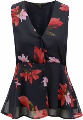 Tmavomodrá kvetovaná blúzka VERO MODA Katy