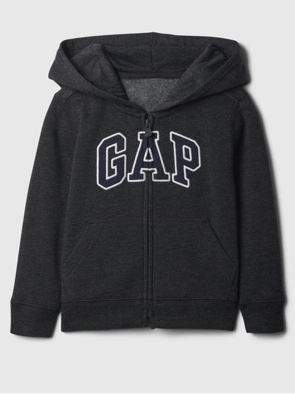 Tmavosivá chlapčenská mikina na zips s kapucňou GAP