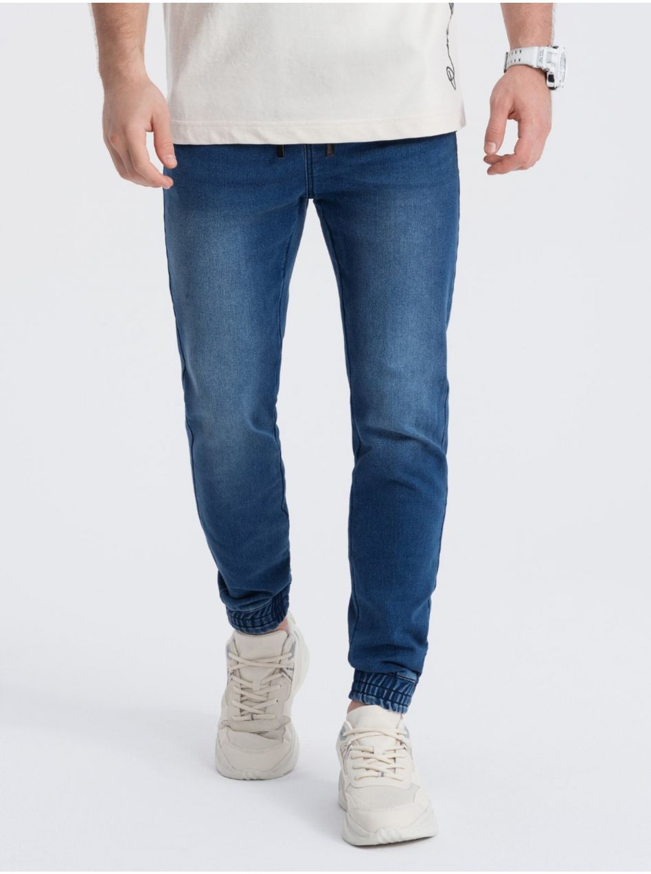 Tmavomodré pánske slim fit rifle Ombre Clothing