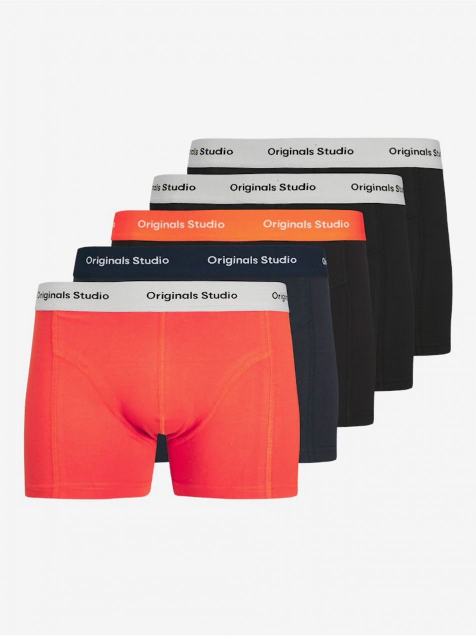 Súprava piatich pánskych boxeriek v oranžovej, modrej a čiernej farbe Jack & Jones