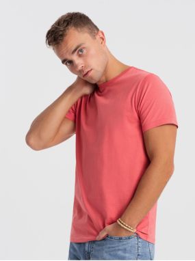 Koralové pánske basic tričko Ombre Clothing