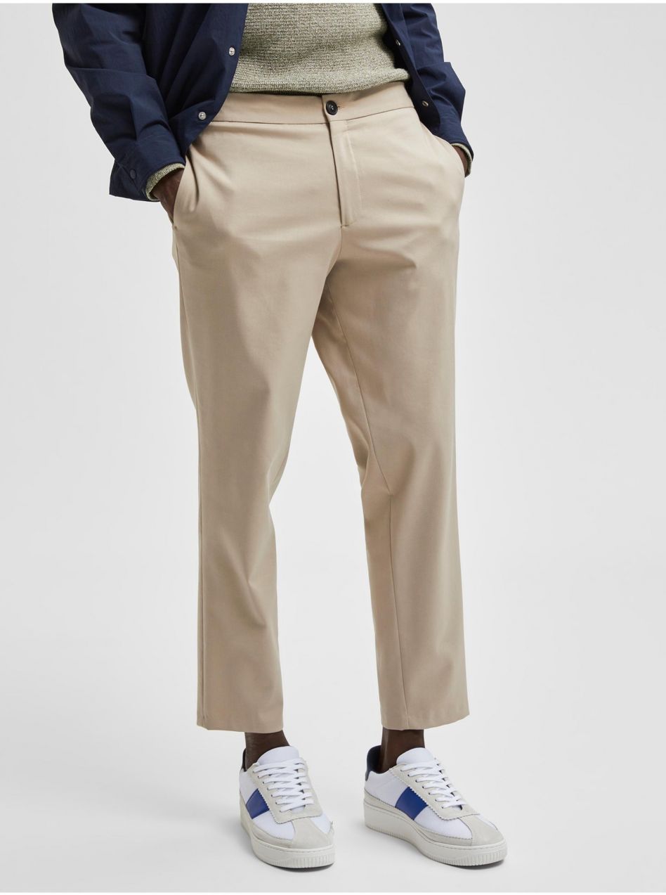Béžové chino nohavice Selected Homme