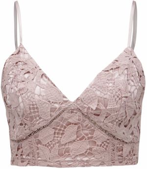Staroružový čipkovaný crop top MISSGUIDED