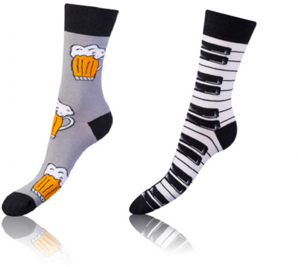 CRAZY SOCKS 2x - Veselé ponožky 2 páry - čierna - biela