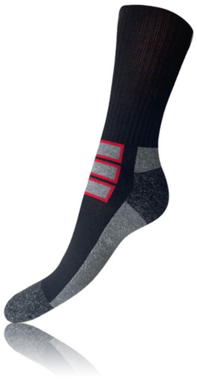 OUTDOOR SOCKS - Ponožky pre turistickú a pracovnú obuv - čierna - tmavo červená