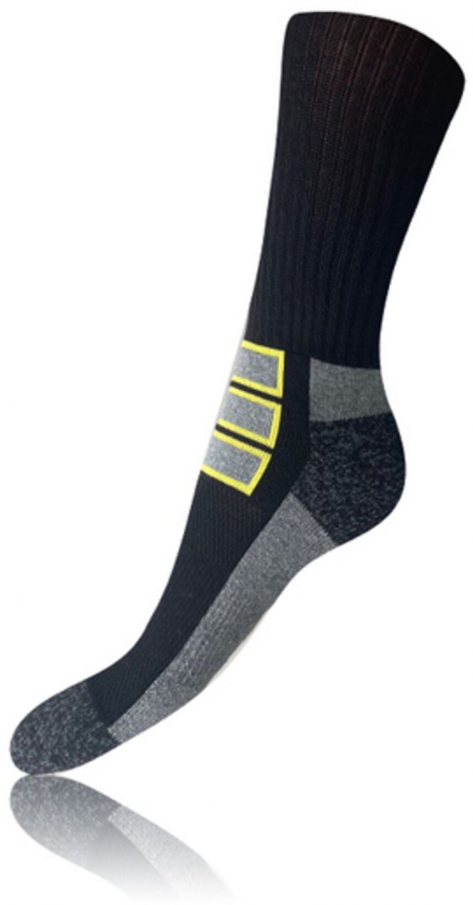 OUTDOOR SOCKS - Ponožky pre turistickú a pracovnú obuv - čierna - žltá