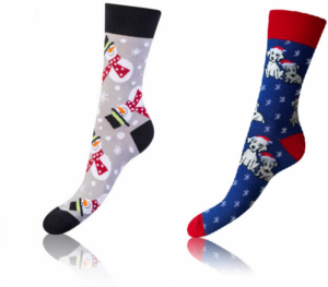 CRAZY SOCKS 2x - Veselé ponožky 2 páry - šedá - modrá
