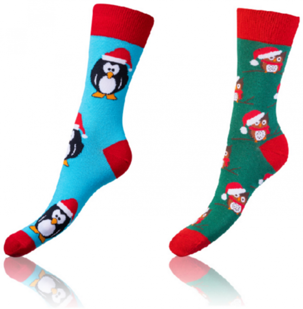 CRAZY SOCKS 2x - Veselé ponožky 2 páry - light blue - green