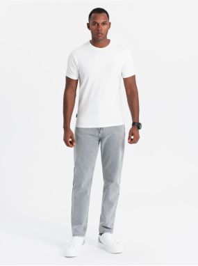 Pánske bavlnené tričko vo farbách trikolóry - biela a tmavo modrá V3 OM-TSCT-0174 Ombre Clothing