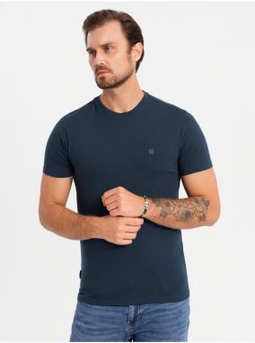 Pánske bavlnené tričko vo farbách trikolóry - biela a tmavo modrá V3 OM-TSCT-0174 Ombre Clothing