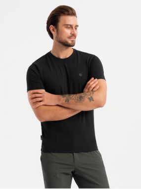 Pánske bavlnené tričko vo farbách trikolóry - biela a tmavo modrá V3 OM-TSCT-0174 Ombre Clothing