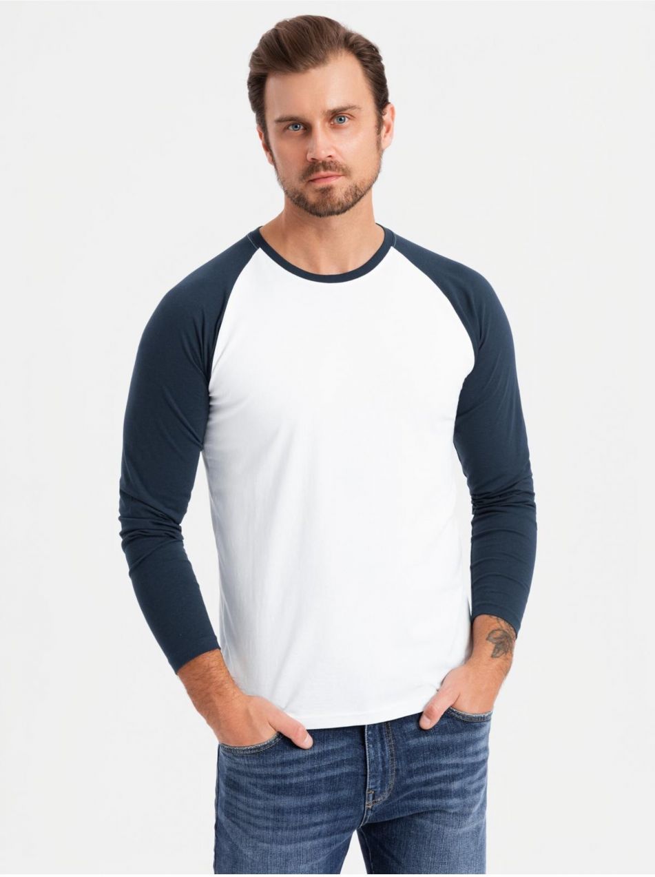 Pánske tričko s potlačou a dlhým rukávom - čierne V1 OM-LSPT-0119 Ombre Clothing