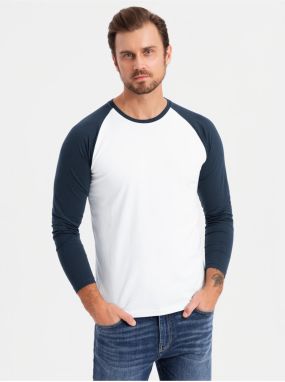 Pánske tričko s potlačou a dlhým rukávom - čierne V1 OM-LSPT-0119 Ombre Clothing