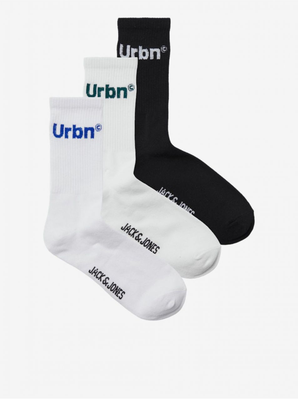 Súprava troch párov pánskych ponožiek v bielej a čiernej farbe Jack & Jones
