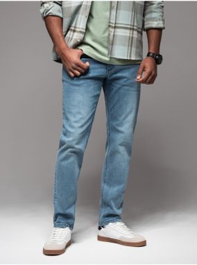 Pánske džínsové nohavice STRAIGHT LEG - čierne V1 OM-PADP-0133 Ombre Clothing