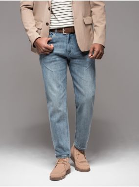 Pánske džínsové nohavice STRAIGHT LEG - čierne V1 OM-PADP-0133 Ombre Clothing