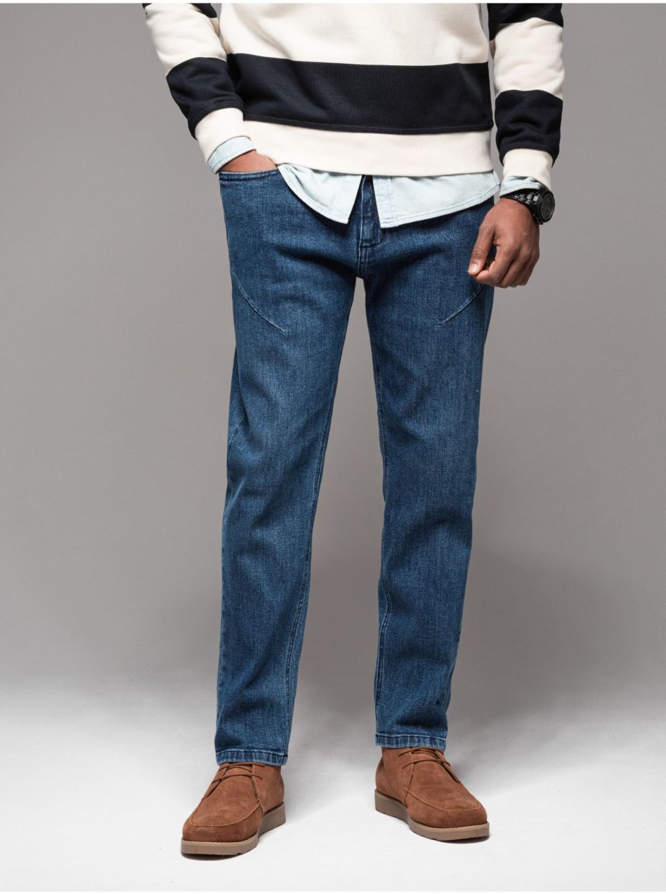 Pánske džínsové nohavice STRAIGHT LEG - čierne V1 OM-PADP-0133 Ombre Clothing