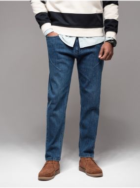 Pánske džínsové nohavice STRAIGHT LEG - čierne V1 OM-PADP-0133 Ombre Clothing