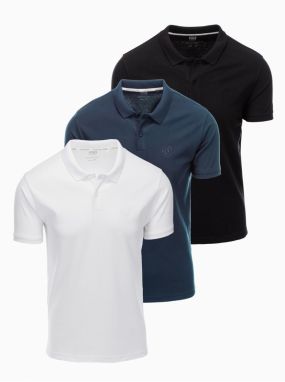 Pánska bavlnená polokošeľa BASIC - čierna/tmavo modrá/biela V1 OM-POBS-0133 Ombre Clothing