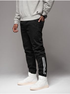 Pánske džínsové tepláky s lemovaním - čierne V2 OM-PADJ-0156 Ombre Clothing