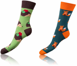 CRAZY SOCKS 2x - Veselé ponožky 2 páry - oranžová - svetlo zelená